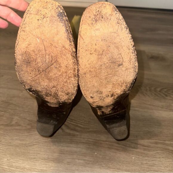 Sonora Green & Brown Leather Floral Embroidered Cowboy Boots - Picture 5 of 14